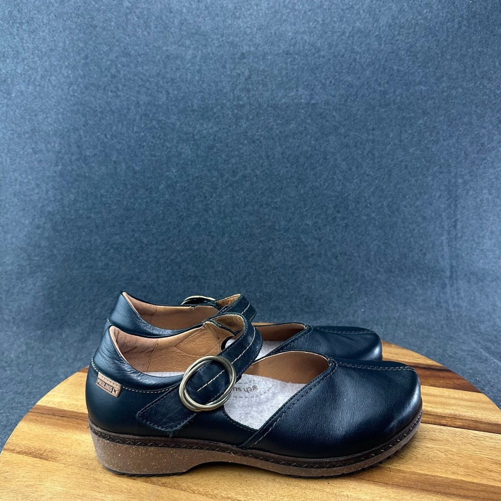 Pikolinos Granada Leather Shoes Women's Size EU 42 US 11 Black Mary Jane